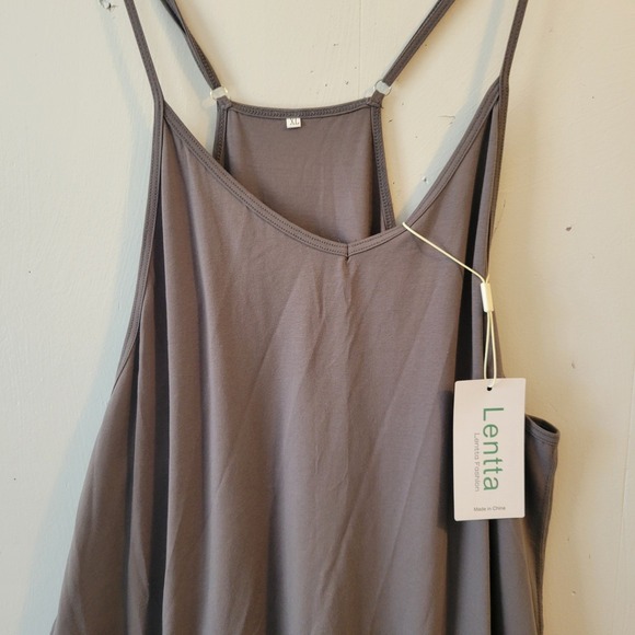 New Lentta Womens XL Grey Cotton Blend Drop Crotch Harem Jumpsuit Loungewear - Picture 4 of 10